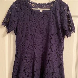 3 for $25 Navy Lace Peplum Top